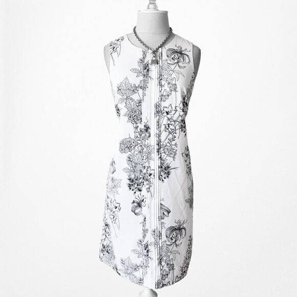 Vintage Y2K Banana Republic White Black Blue Floral Sundress Dress Size 6/M - Picture 3 of 5
